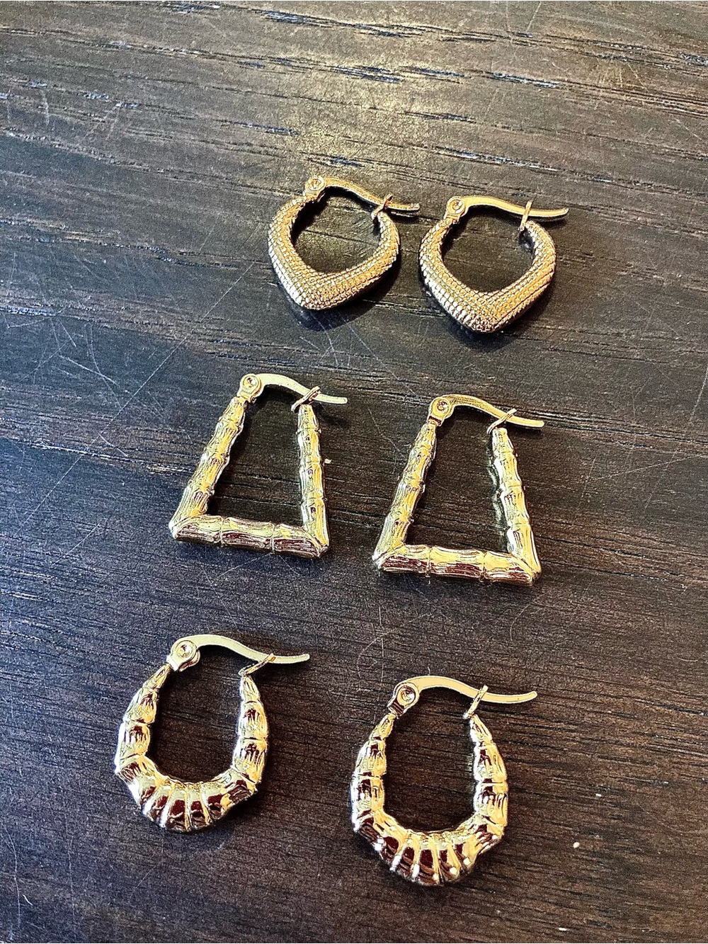 Bloomingdale's 14K Gold Tone Textured Hoop Earring Set - 3 Pairs